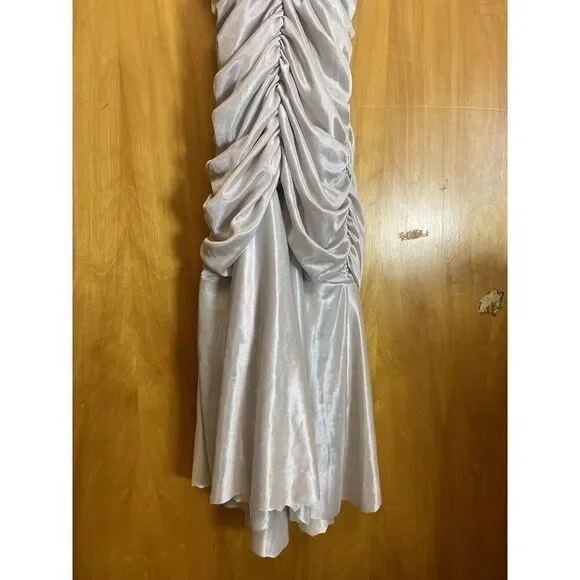 Narianna Ruffle Silver Metallic out back mini dress size Small S - Picture 10 of 11